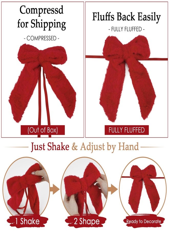 AIMUDI Decorative Bows for Christmas Tree, Gift Wrapping & Holiday Home Decor, Red Finished Decorative Bows, Soft Fabric, Reusable, 6-Pack - Image 4